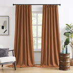 DUALIFE Rust Pinch Pleated Blackout Curtains 102 Inches Long, Boho Farmhouse Retro Totally Blackout Curtains Drapes with Hooks f