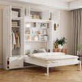 Ball & Cast Queen Size Murphy Bed Cabinet,Wall Murphy Bed W/ 3 Overhead Storage Cabinets & Side Wardrobe,Hideaway Bed W/ 3 Tier 
