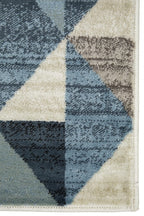 HomeRoots Heat-Set Polypropelene 3’ x 5’ Blue Beige Nested Diamonds Modern Area Rug