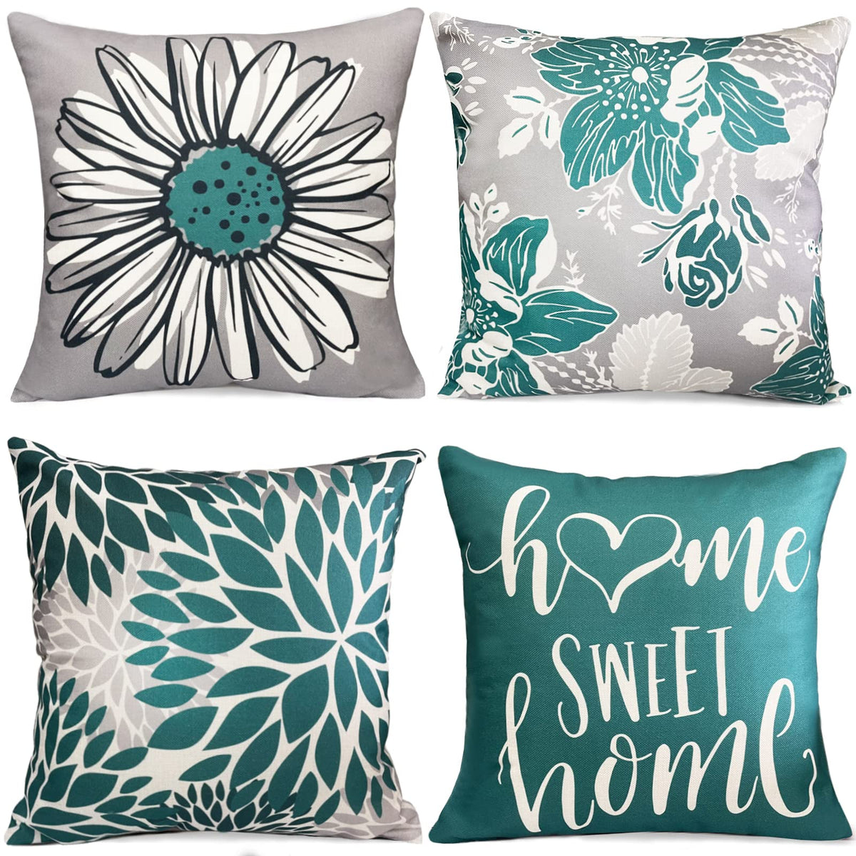 Rysmiyou Decorative Throw Pillow Covers Set Of 4 Green Pillow Covers 18X18 Inch Farmhouse Throw Pillow Cover Linen Square Pillow