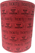 The Ticket Gurus-Raffle Tickets - (4 Rolls Of 2000 Double Tickets) 8,000 Total 50/50 Raffle Tickets-(4) Red Rolls