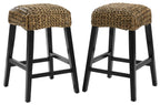 Crosley Furniture Edgewater Backless Counter Height Bar Stools Set of 2 with Handwoven Natural Fiber Rattan, Seagrass