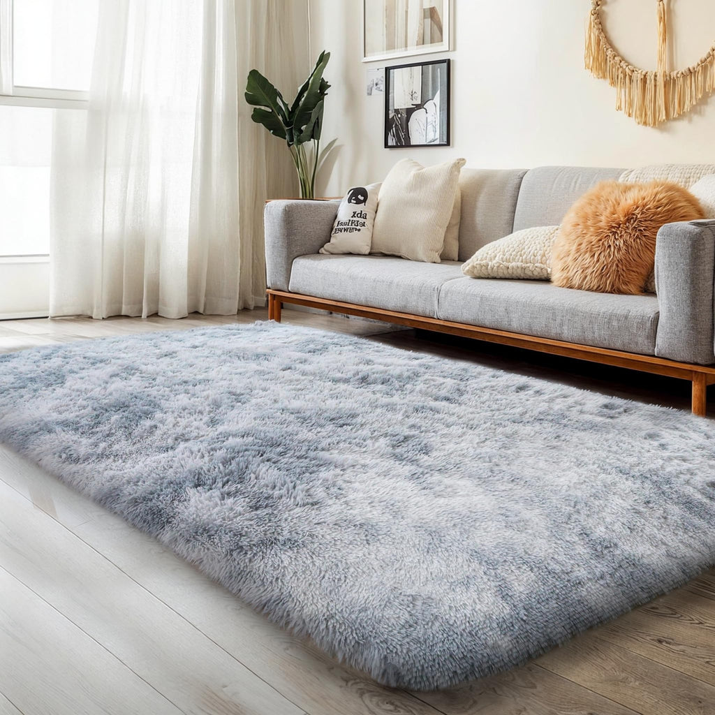 Kchowua Light Grey Rug For Bedroom Fluffy Rugs 4X6 Rug For Living Room Thick Machine Washable Plush Rug For Dorm Soft Shag Non S