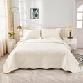 MarCielo 3Piece 100% Cotton Oversized Bedspread Set Coverlet Set Lightweight Quilt Set Embroidery Farmhouse Bedding Set (Soft W