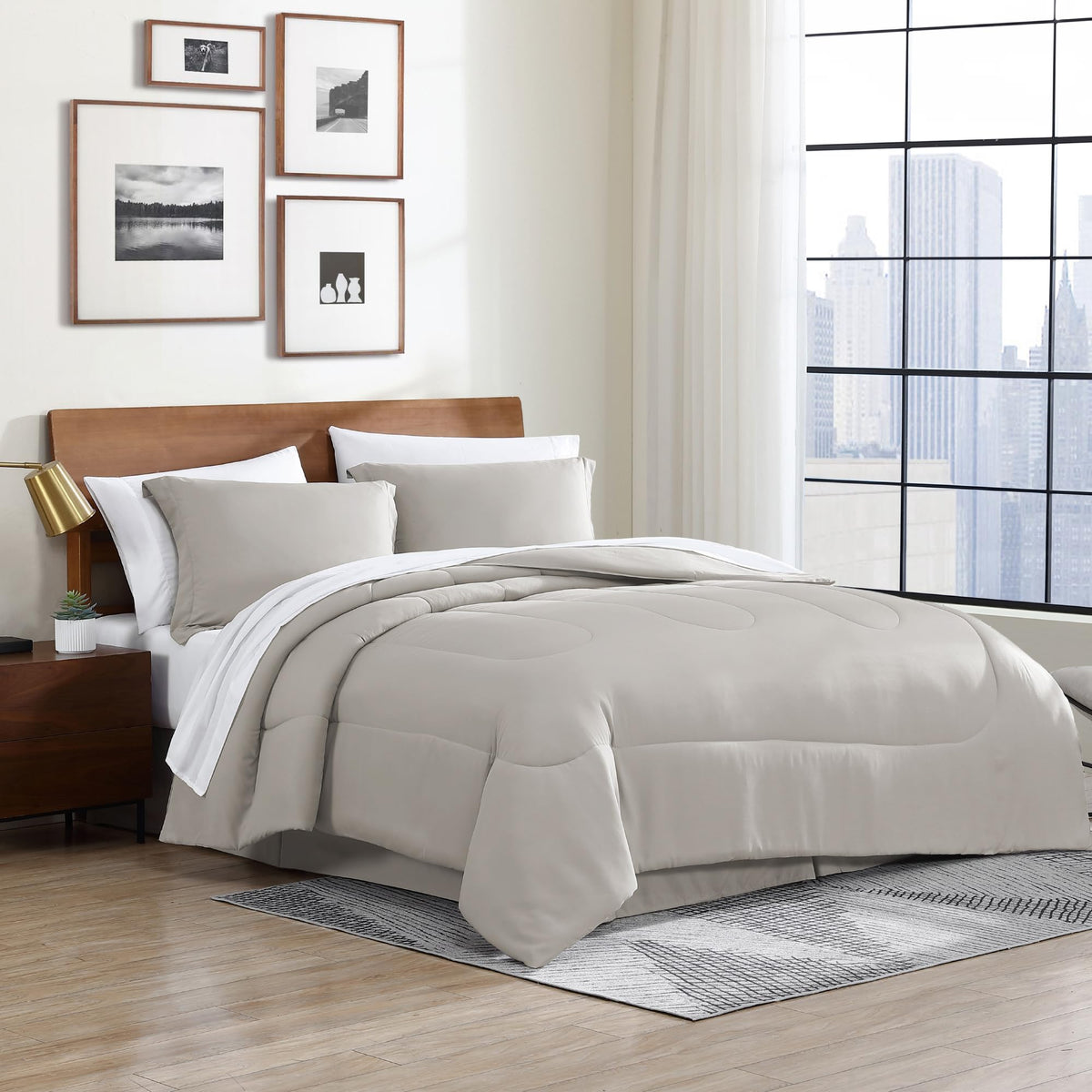 Cathay Home Basic Bedding Home Essential Ultra Soft Lightweight 8Pc Wrinkle Resistant Microfiber Bed In A Bag Set (Includes Comp
