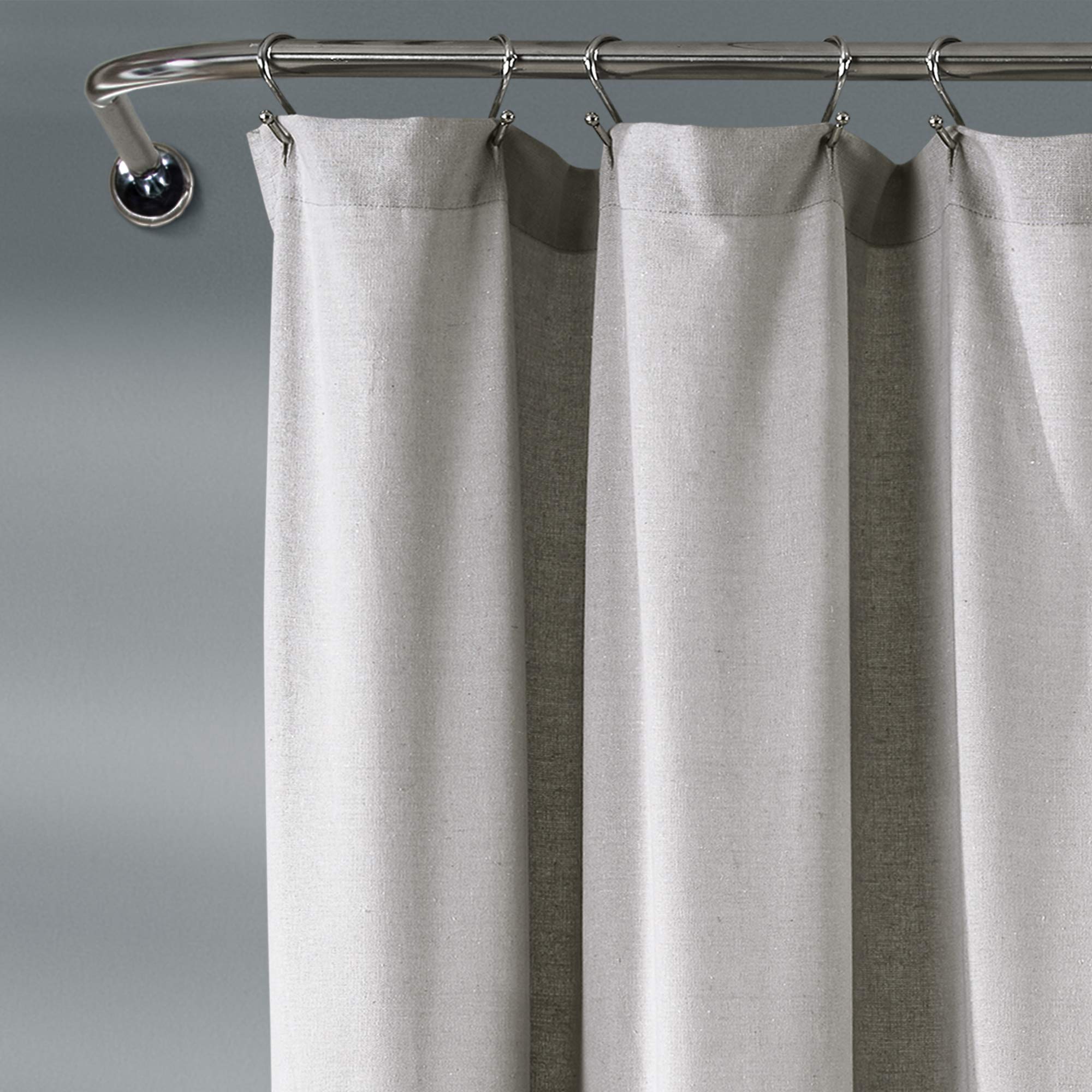 Lush Decor Linen Button Shower Curtain, 72'' W X 84'' L, Gray & Off White - Rustic Extra Long Shower Curtain - Color Block Bath