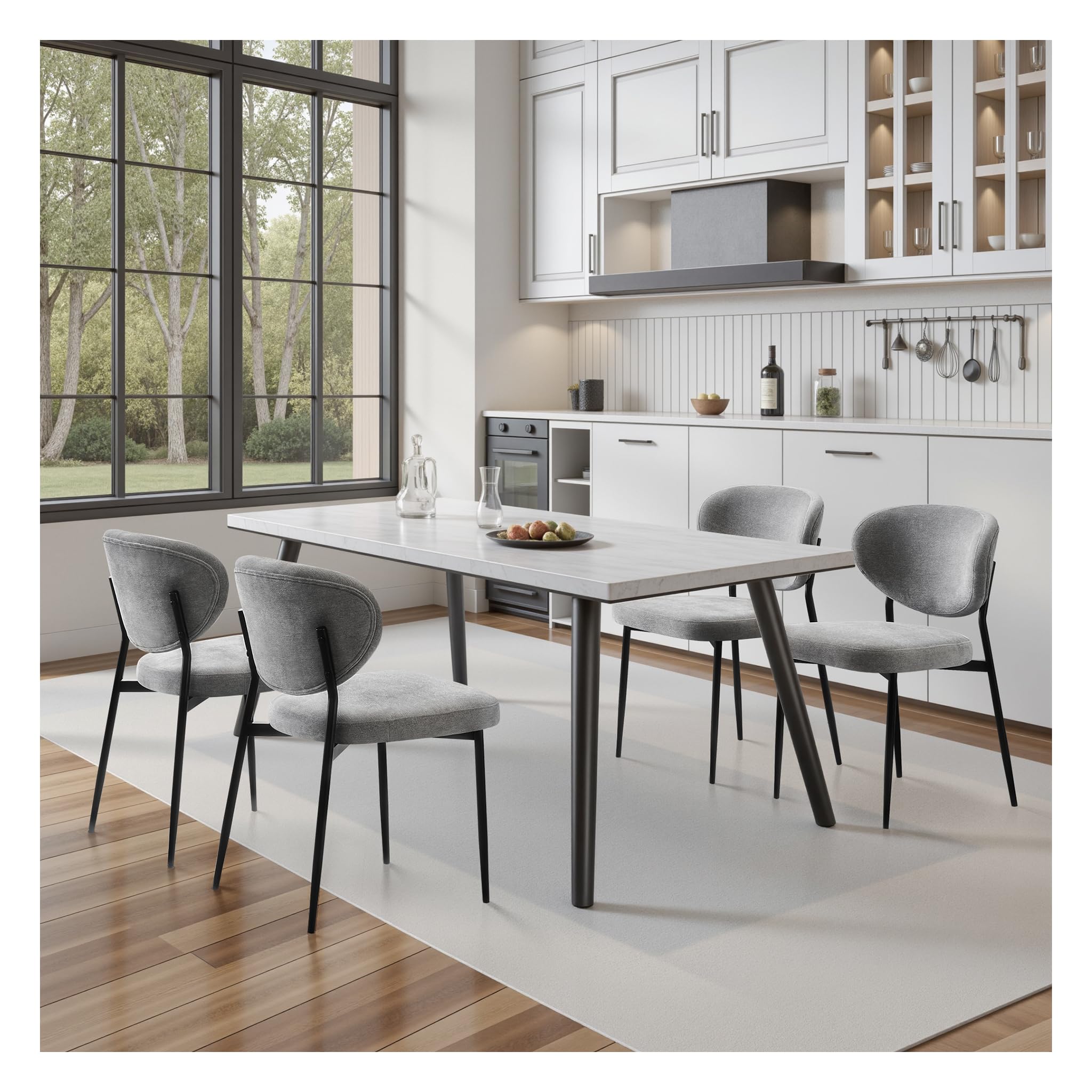 Stoolink Dining Room Chairs Set Of 6 Modern Chenille Upholstered Diner Chairs Quick Assembly Simple Accent Side Chairs With Ergo