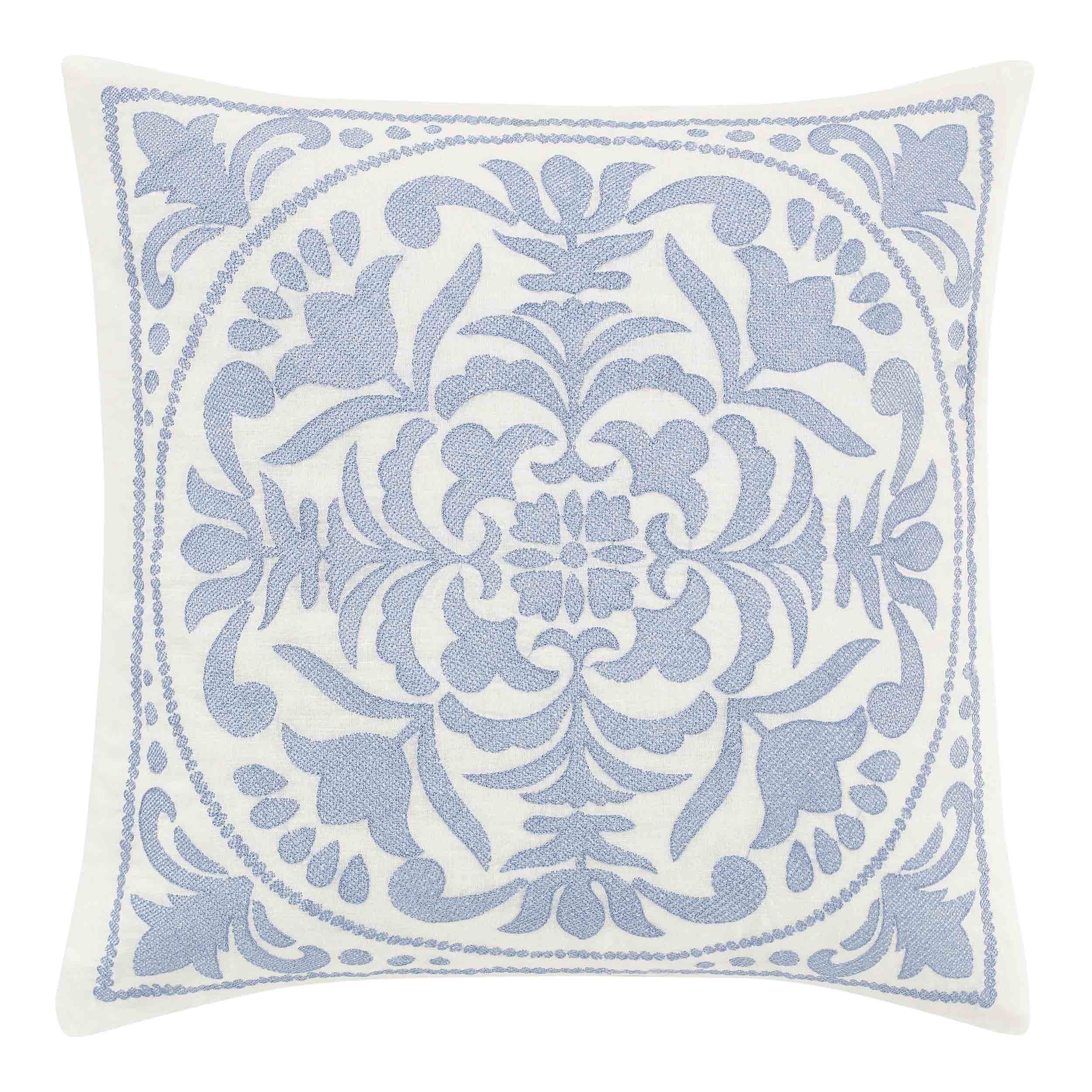 Laura Ashley Mila Throw Pillow, 18X18, Blue