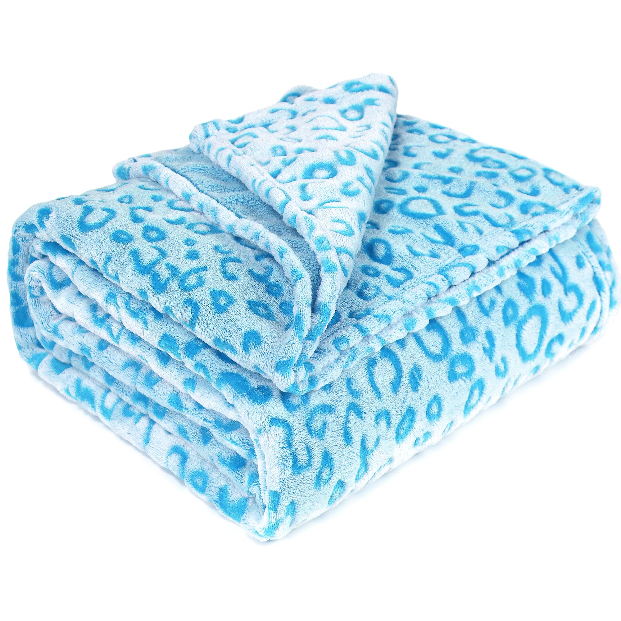 Leopard Blue Soft Blanket Couch Cozy Fleece Blankets Cute Small Blanket For Kids Teen Girls