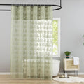 Yj Yanjun Sage Green Shower Curtain For Bathroom, Rustic Floral Lace Sheer Shower Curtain With Attached Valance, Scalloped Edge