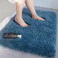 ILANGO Blue Bathroom Rug Mats Super Absorbent, Washable Bath Mat Non Slip for Floor, Thick Plush Shaggy Bath Rug with Rubber Bot