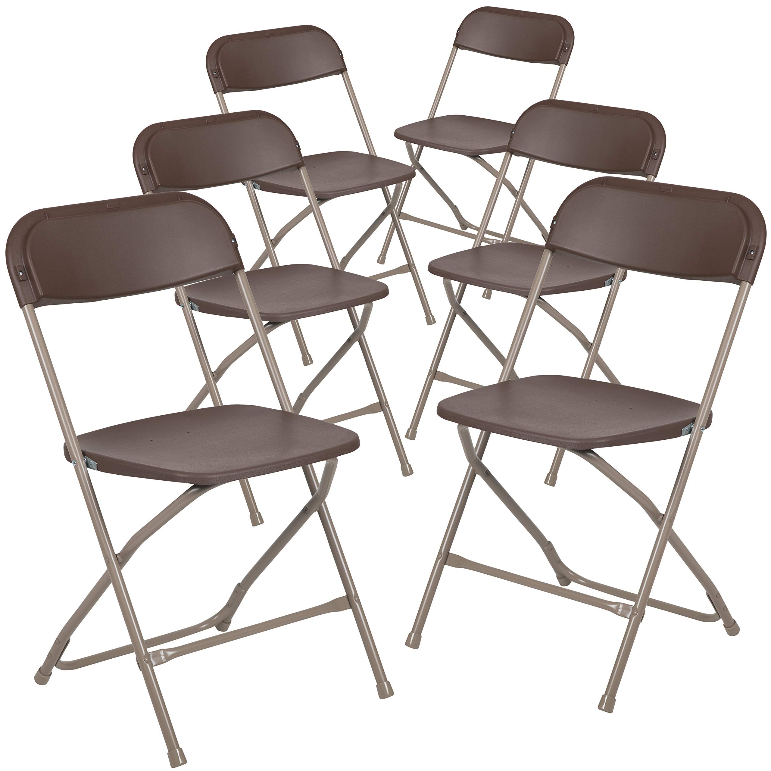 Flash Furniture Hercules Series Plastic Folding Chair - Brown - 6 Pack 650Lb Weight Capacity Comfortable Event Chair-Lightweight Folding Chair