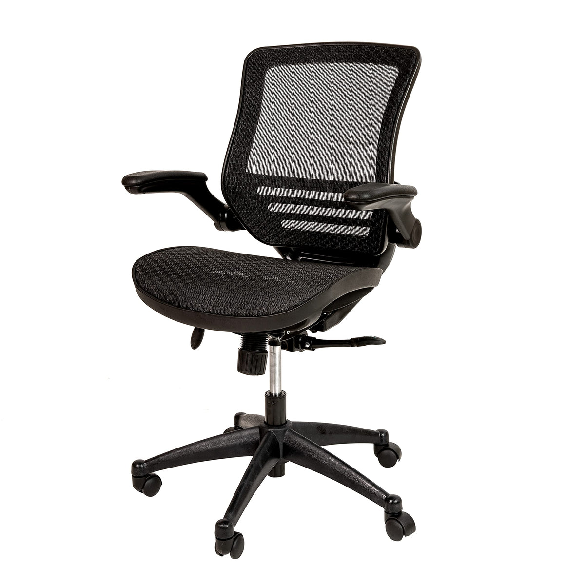 Flash Furniture Warfield Mid-Back Transparent Black Mesh Executive Swivel Office Chair with Black Frame and Flip-Up Arms