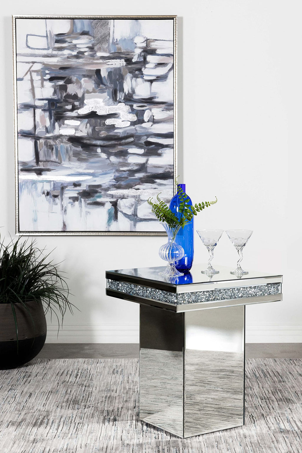 Coaster Home Furnishings Elora Pedestal Square Top Accent Table Mirror