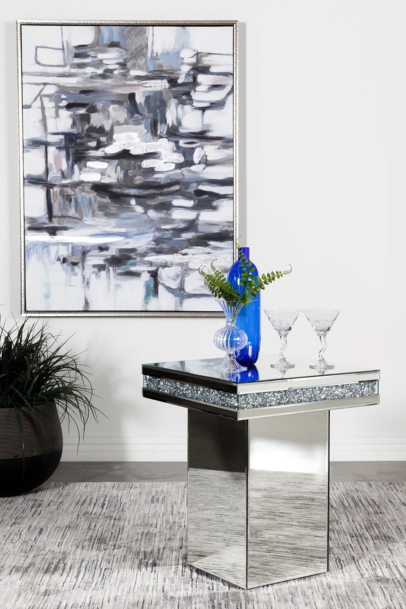 Coaster Home Furnishings Elora Pedestal Square Top Accent Table Mirror