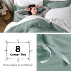 Bedsure Sage Green Duvet Cover Full Size - Soft Prewashed Full Duvet Cover Set, 3 Pieces, 1 Duvet Cover 80X90 Inches With Zipper