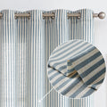 Vangao Blue Stripe Linen Curtains 63 Inch Length Farmhouse Pinstripe Curtains Light Filtering Tickingstripe Printed on Beige Dra