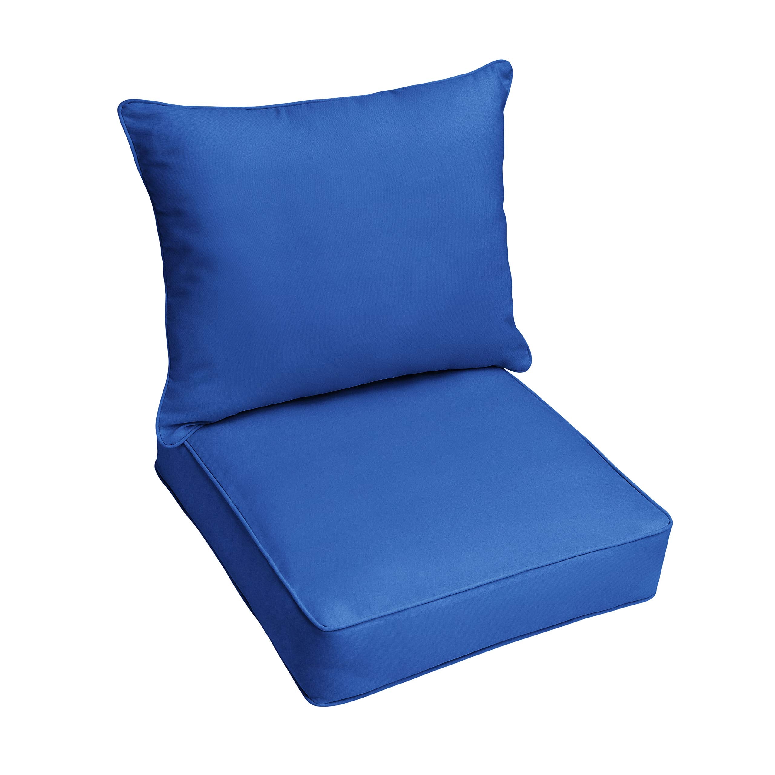 Sorra Home Sunbrella Canvas True Blue Outdoor Seat And Back Cushion Set, 25 In X 25 In X 5