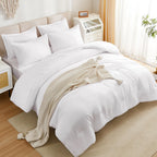 Litanika Comforter King Size Set White - 7 Pieces Bed In A Bag King Beddding Comforter Sets, Plain Lightweight Bed Set With Comf