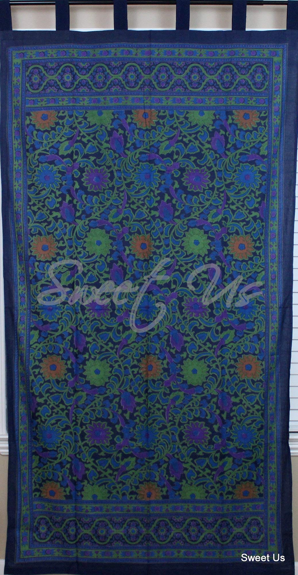 Sunflower Tab Top Curtain-Drape-Door Panel-Blue