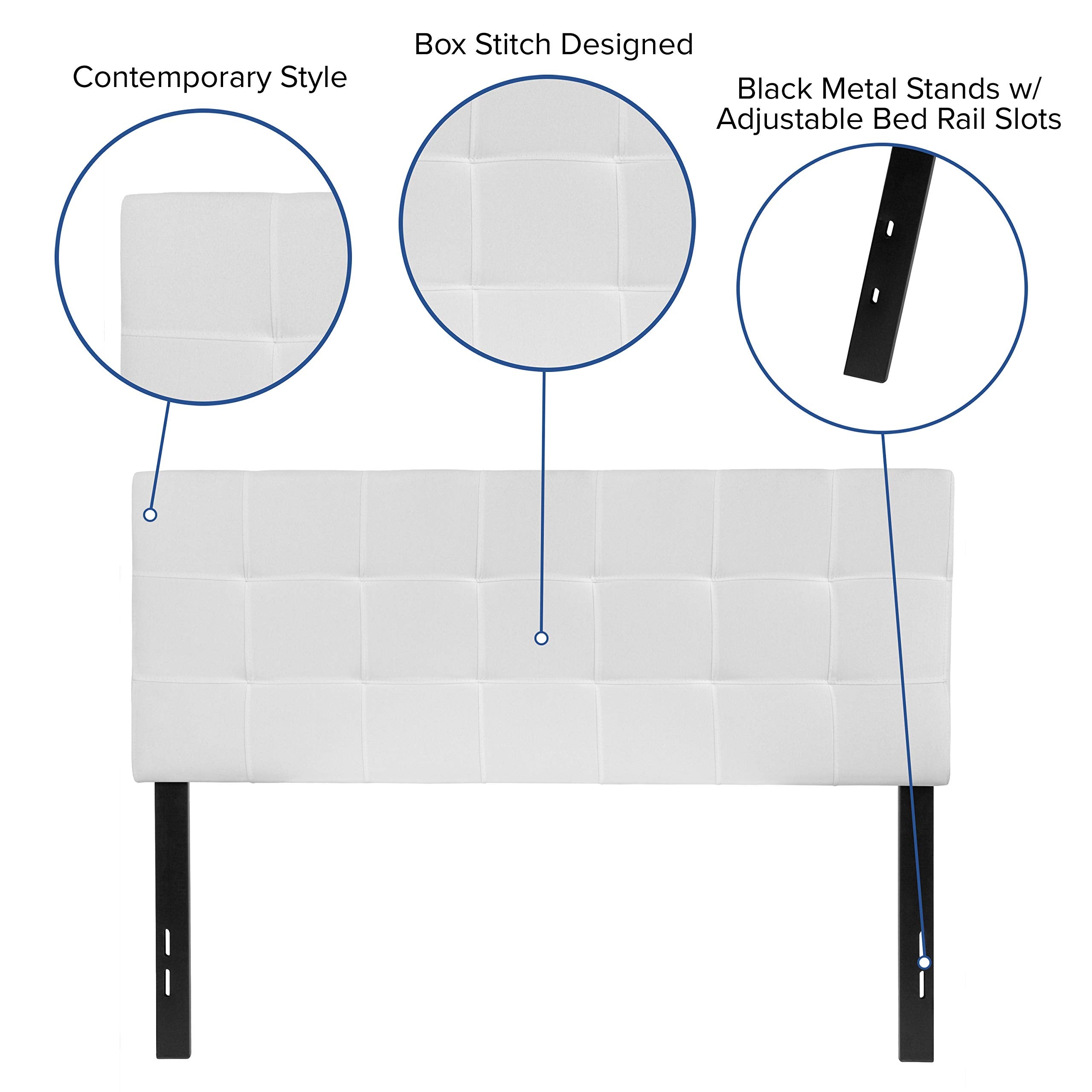 Flash Furniture Bedford Tufted Upholstered Full Size Headboard In White Fabric