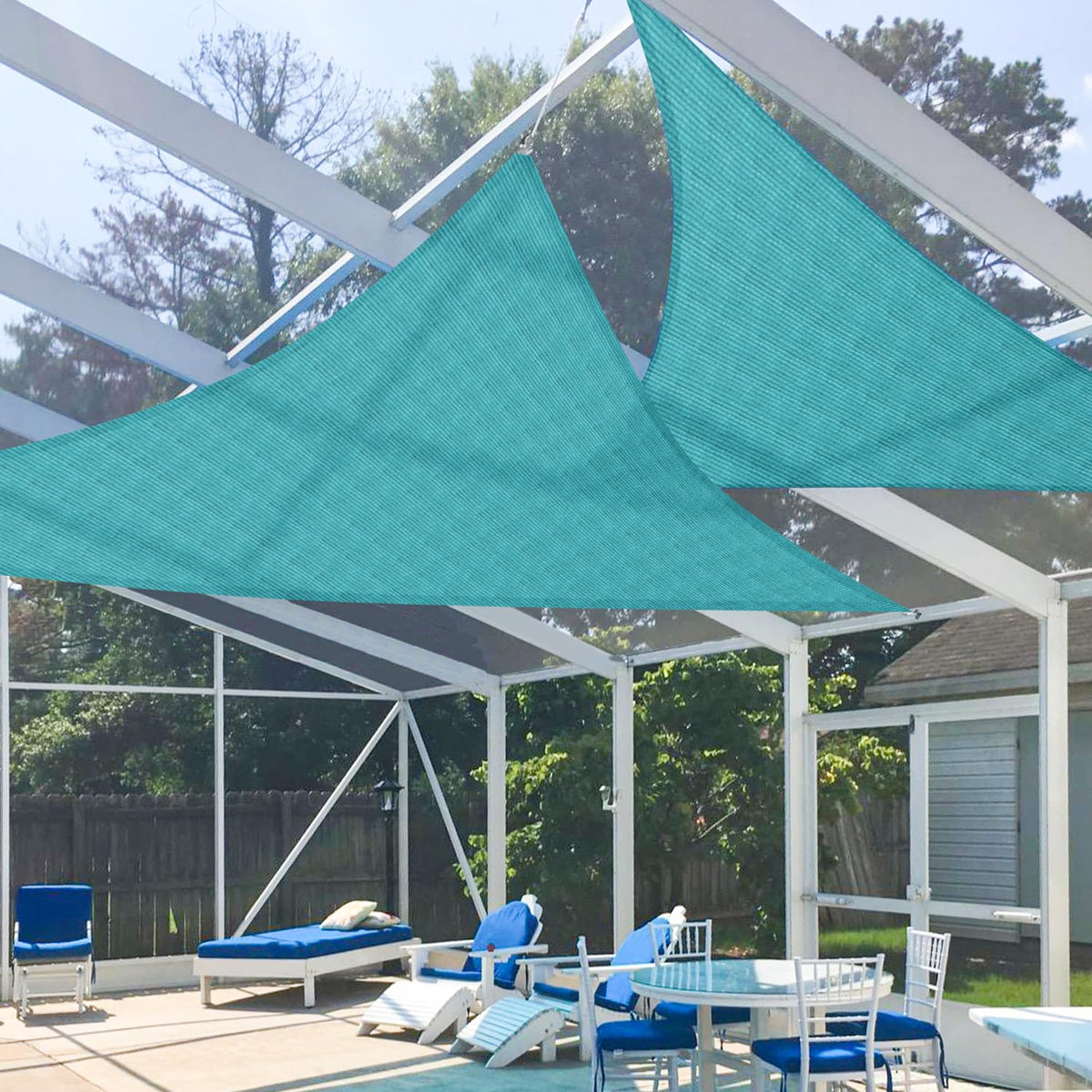 E&K Sunrise 12' X 18' X 21.6' Sun Shade Sail Right Triangle Canopy Shade Cover Uv Block For Patio Backyard Garden Outdoor (Turqu