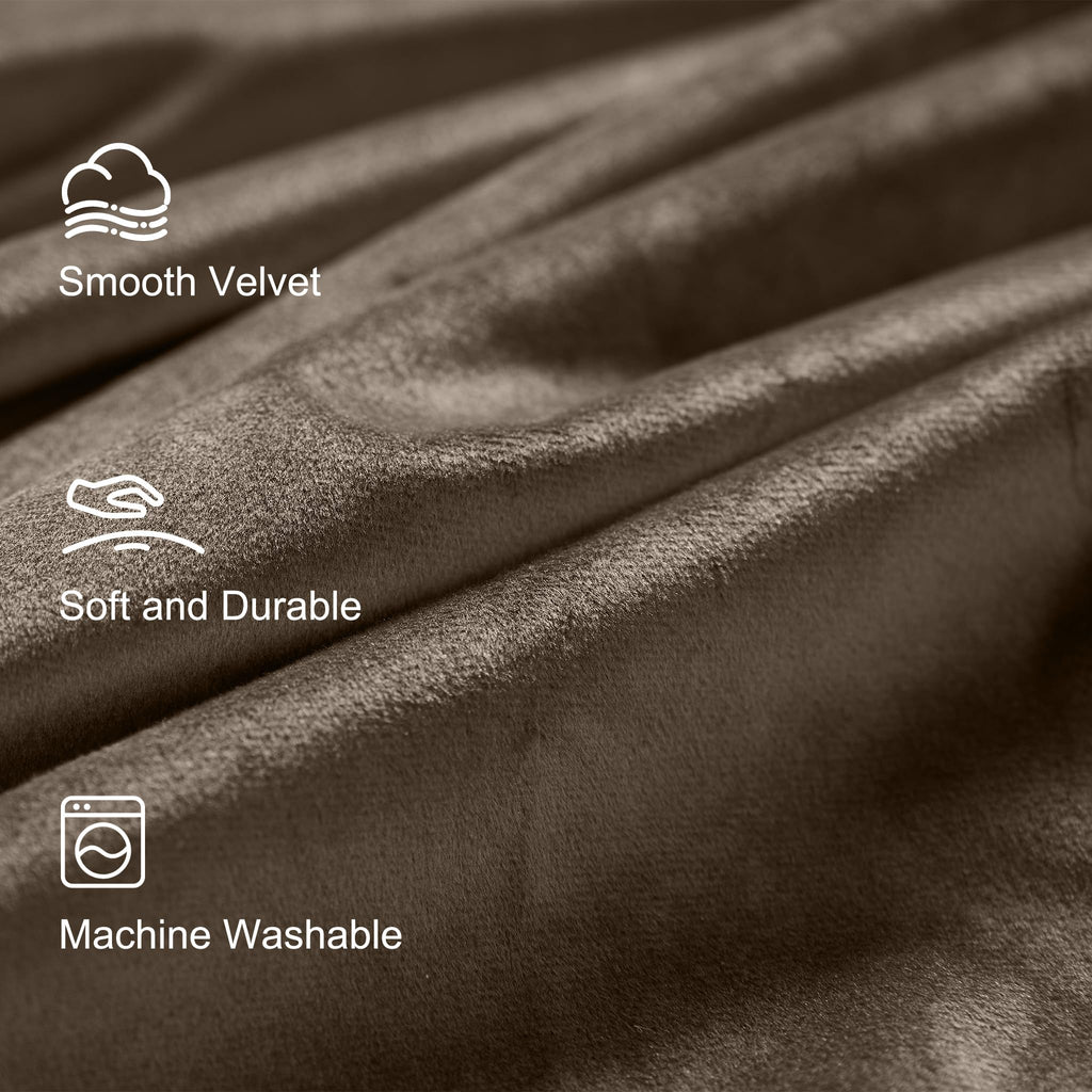 Lazzzy Brown Velvet Curtains Room Darkening Thermal Insulated Curtains 108 Inch Long Window Drapes For Bedroom Living Room Super Soft Luxury Rod Pocket Window Treatment, 2 Panels, Coffee
