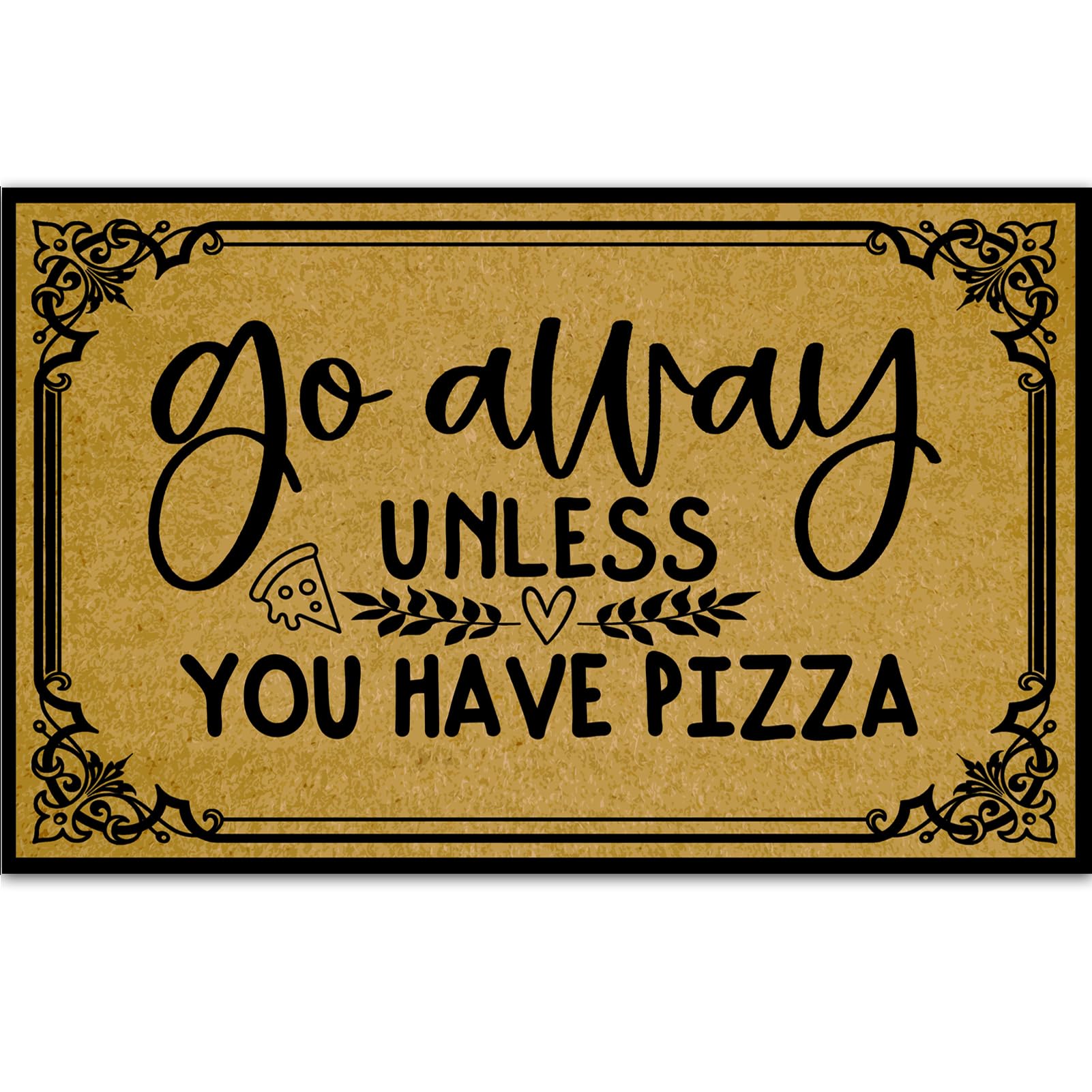 Ayatow Personalized Door Mats Outside, Go Away Unless You Have Pizza Funny Monogram Doormats For Entrance Way Outdoors 23.6' X