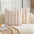 Neelvin Cream White Faux Fur Cozy Soft Plaid Decorative Throw Pillow Covers 24X24 Inch Set Of 2,Velvet Pillowcase Cushion Case F