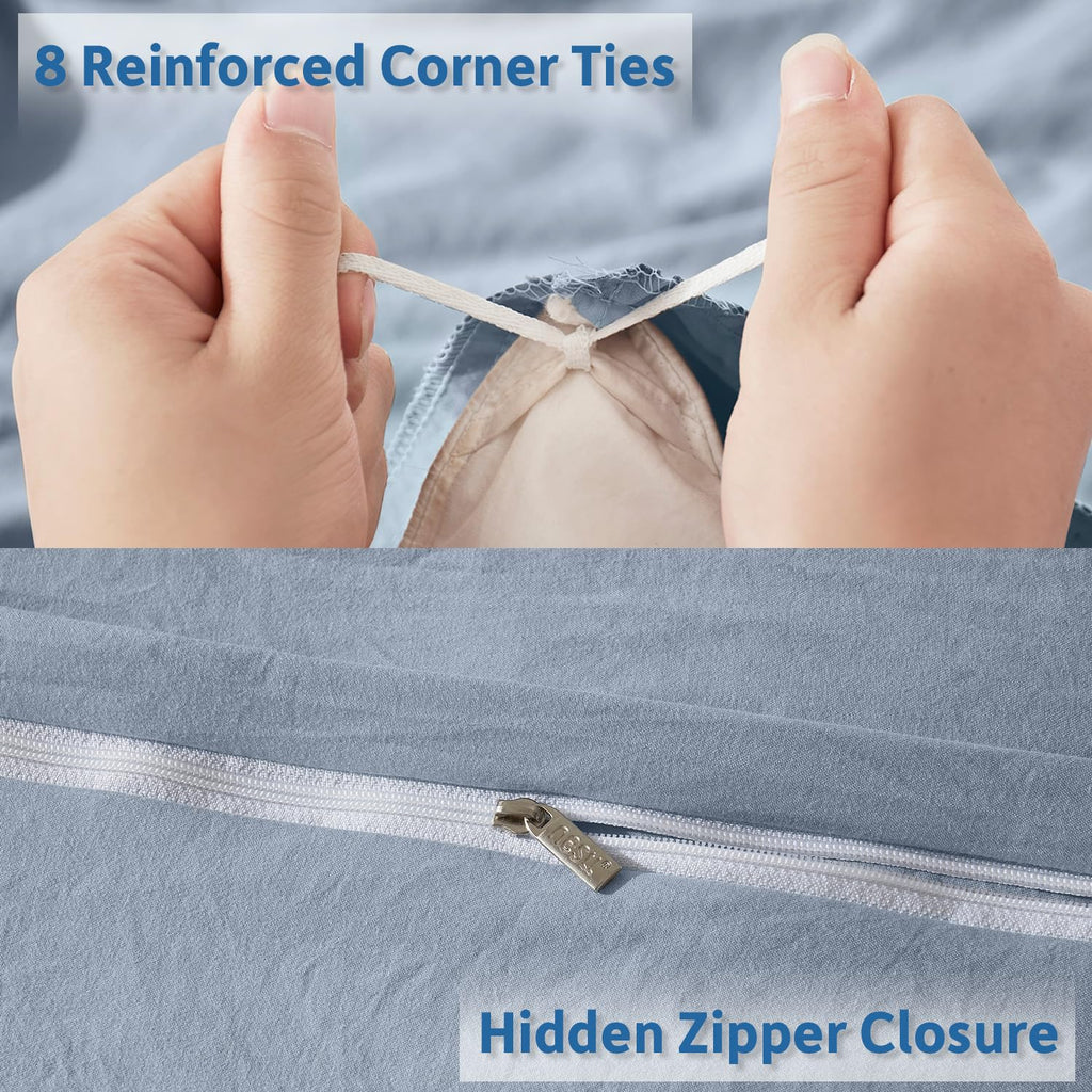 Nestl Twin Duvet Cover Set - Soft Prewashed Stone Blue Duvet Cover Twin/Twin Xl, 2 Piece, With Zipper Closure, 1 Duvet Cover 68X90 Inches And 1 Pillow Sham - No Comforter