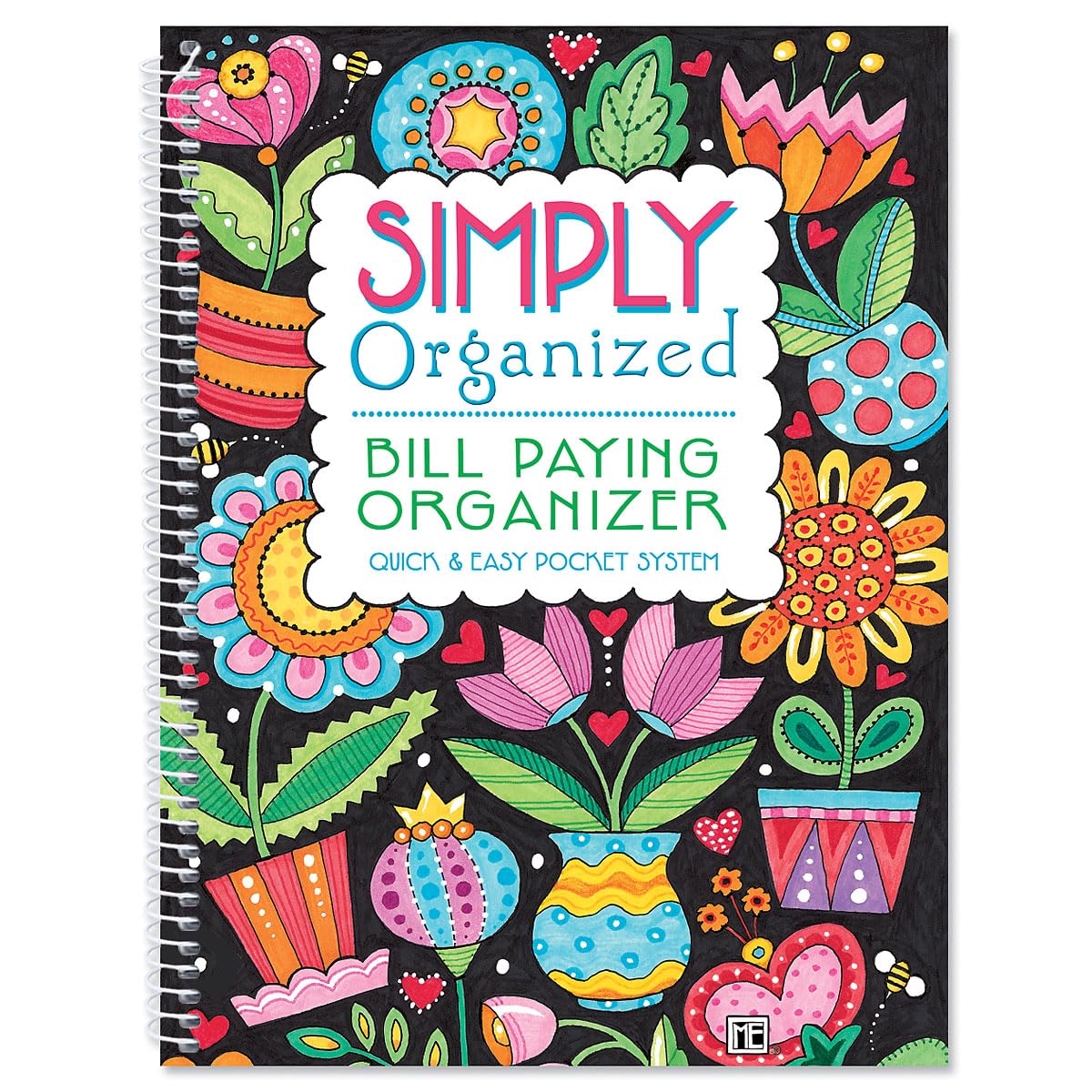 Mary Engelbreit Bill Paying Organizer Book - Personal Account Book, 9' By 12 Inch, Spiral-Bound, 14 Pockets, 32 Label Stickers,