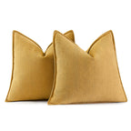 Miulee Pack Of 2 Gold Decorative Pillow Covers 22X22 Inch Soft Chenille Luxurious Couch Throw Pillows Farmhouse Cushion Covers Euro Shams With Elegant Design For Sofa Bedroom Living Room Home Decor