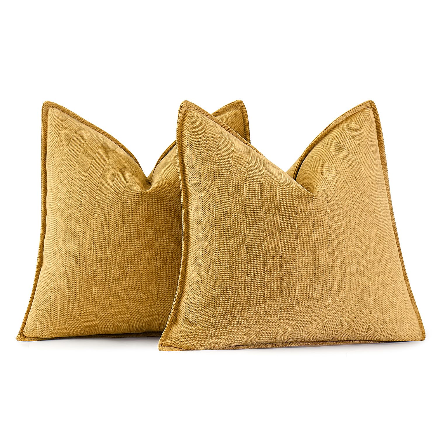 Miulee Pack Of 2 Gold Decorative Pillow Covers 22X22 Inch Soft Chenille Luxurious Couch Throw Pillows Farmhouse Cushion Covers Euro Shams With Elegant Design For Sofa Bedroom Living Room Home Decor
