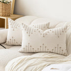 Lilepoy Boho Throw Pillow Covers 12X20 Set Of 2 Neutral Decorative Textured Cushion Case Farmhouse Pillowcase Modern Lumbar Pill