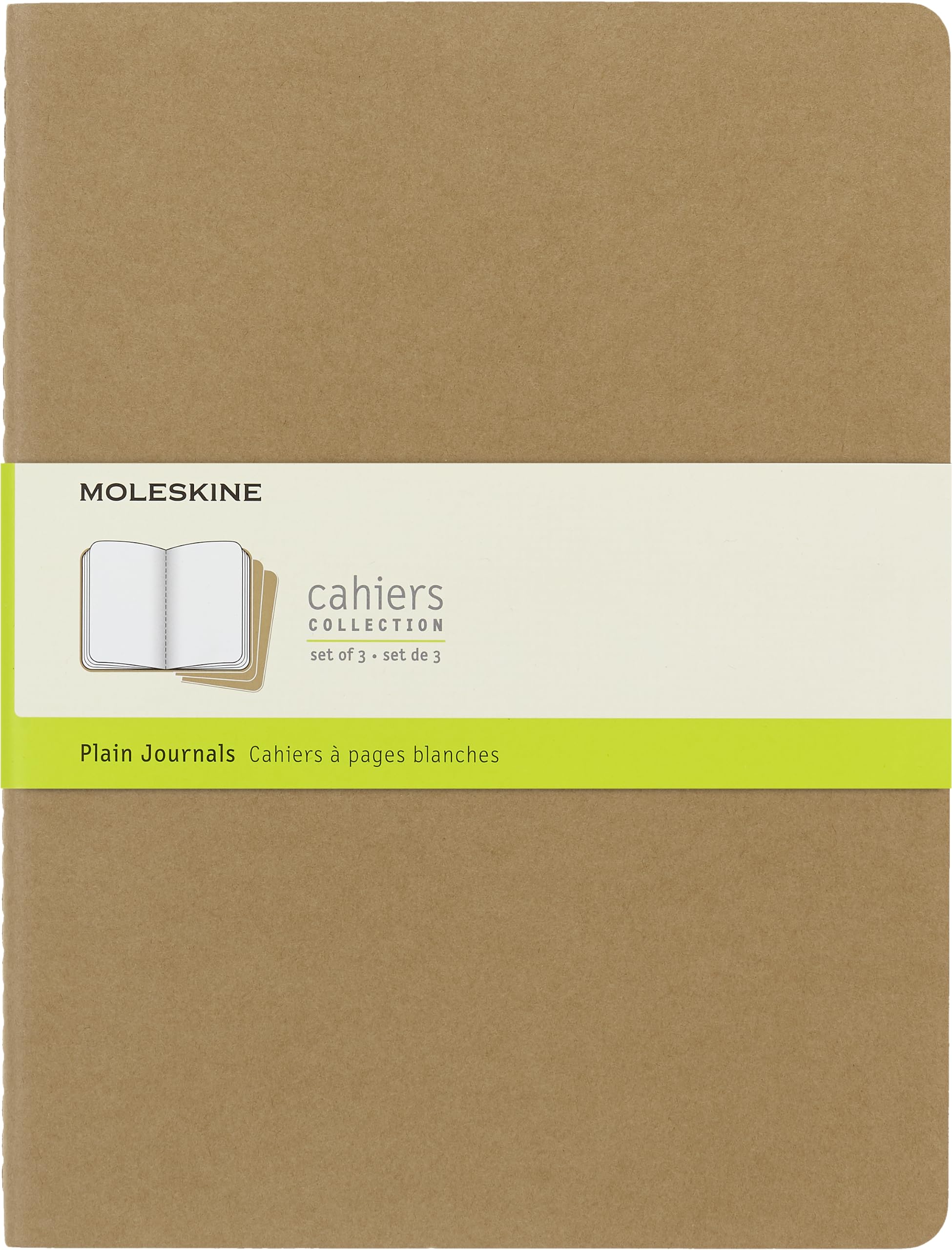 Moleskine Cahier Journal, Soft Cover, Xl (7.5' X 9.5') Plain/Blank, Kraft Brown, 120 Pages (Set Of 3)