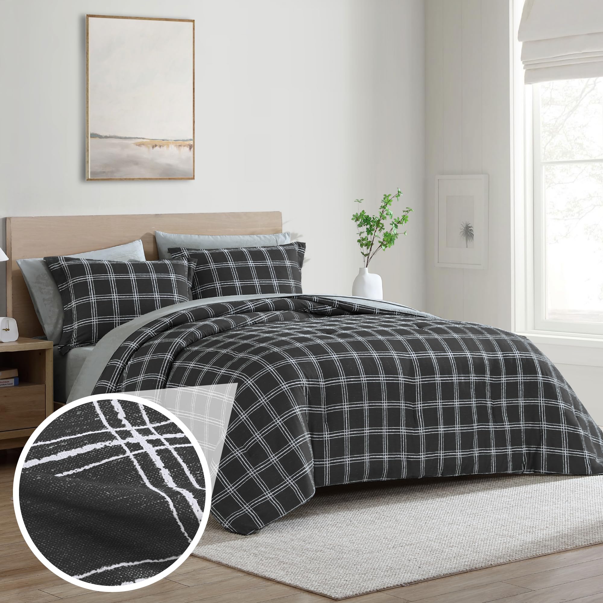 Cathay Home Basic Bedding Home Essential Ultra Soft Lightweight 7Pc Wrinkle Resistant Microfiber Bed In A Bag Set (Includes Comp