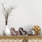 Jetec 2 Pieces Heart Shaped Wooden Decor Sign Table Love Wooden Wedding Decoration Rustic Home Love Sign Wooden Table Centerpiec