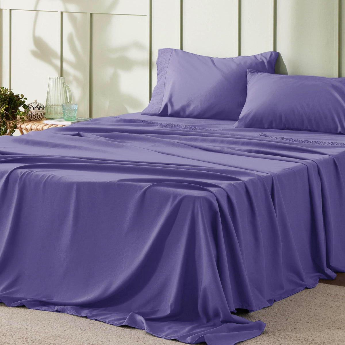 Bedsure Queen Sheet Set - 4 Pieces Soft Queen Size Sheets - Breathable & Cooling - Hotel Luxury - Easy Care Polyester Microfiber