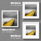 12X12 Picture Frames White Made Of Solid Wood Display Pictures 10X10 Or 8X8 With Mat Or 12X12 Without Mat - Each 12X12 Inch Squa