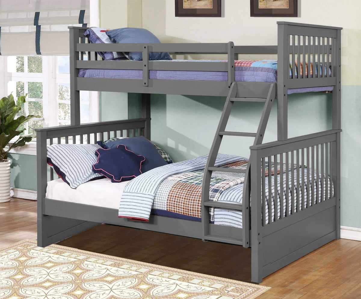 80'.5' X 41'.5-57'.5' X 70'.25' Grey Manufactured Wood and Solid Wood Twin/Full Bunk Bed