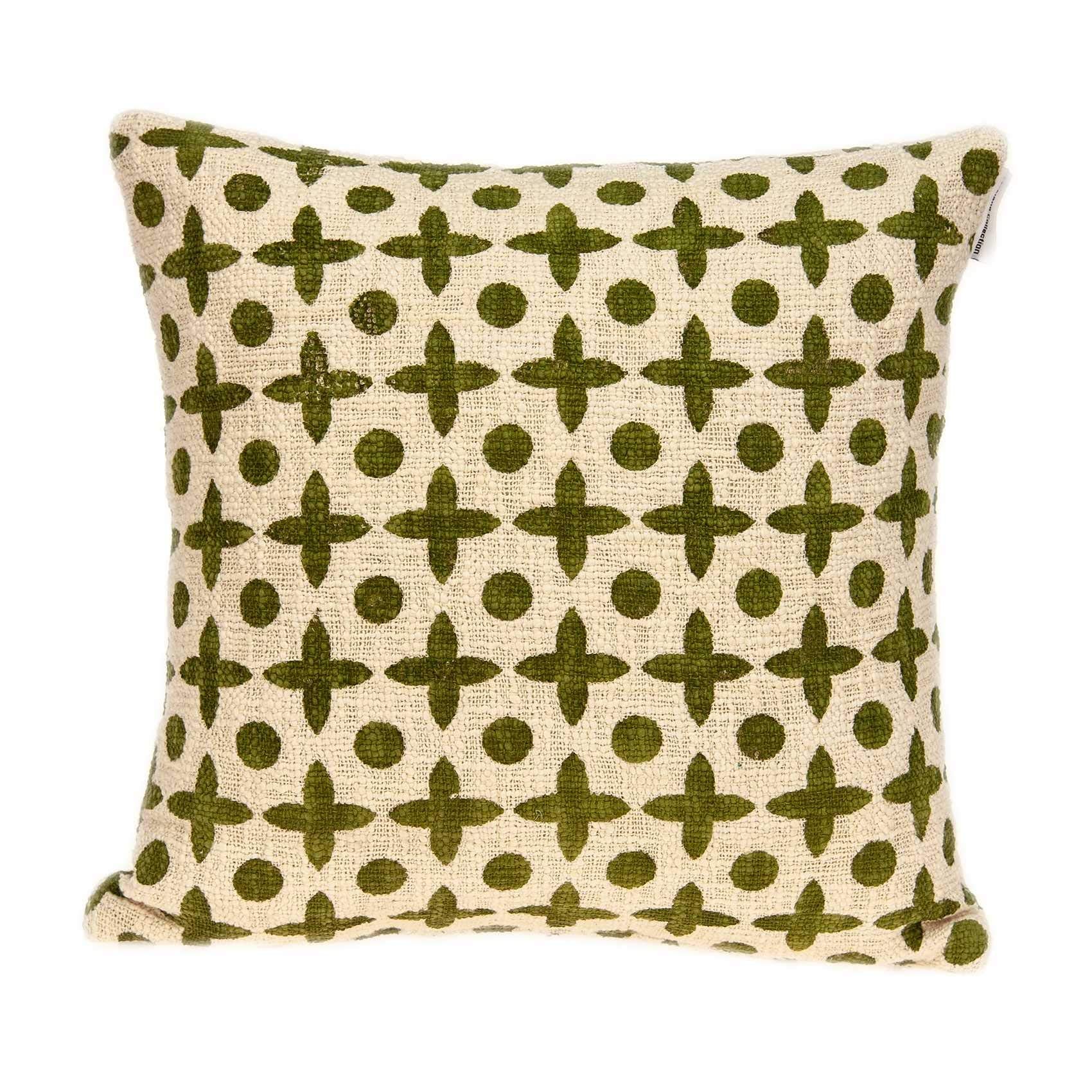 Homeroots 100% Cotton Parkland Collection Sitara Transitional Beige Printed Pillow Cover With Poly Insert