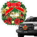 Car Wreath Truck Christmas Decor - 11.8in Xmas Front Grille Decoration Gifts for SUVs Automotive, Winter Holiday Artificial Pine