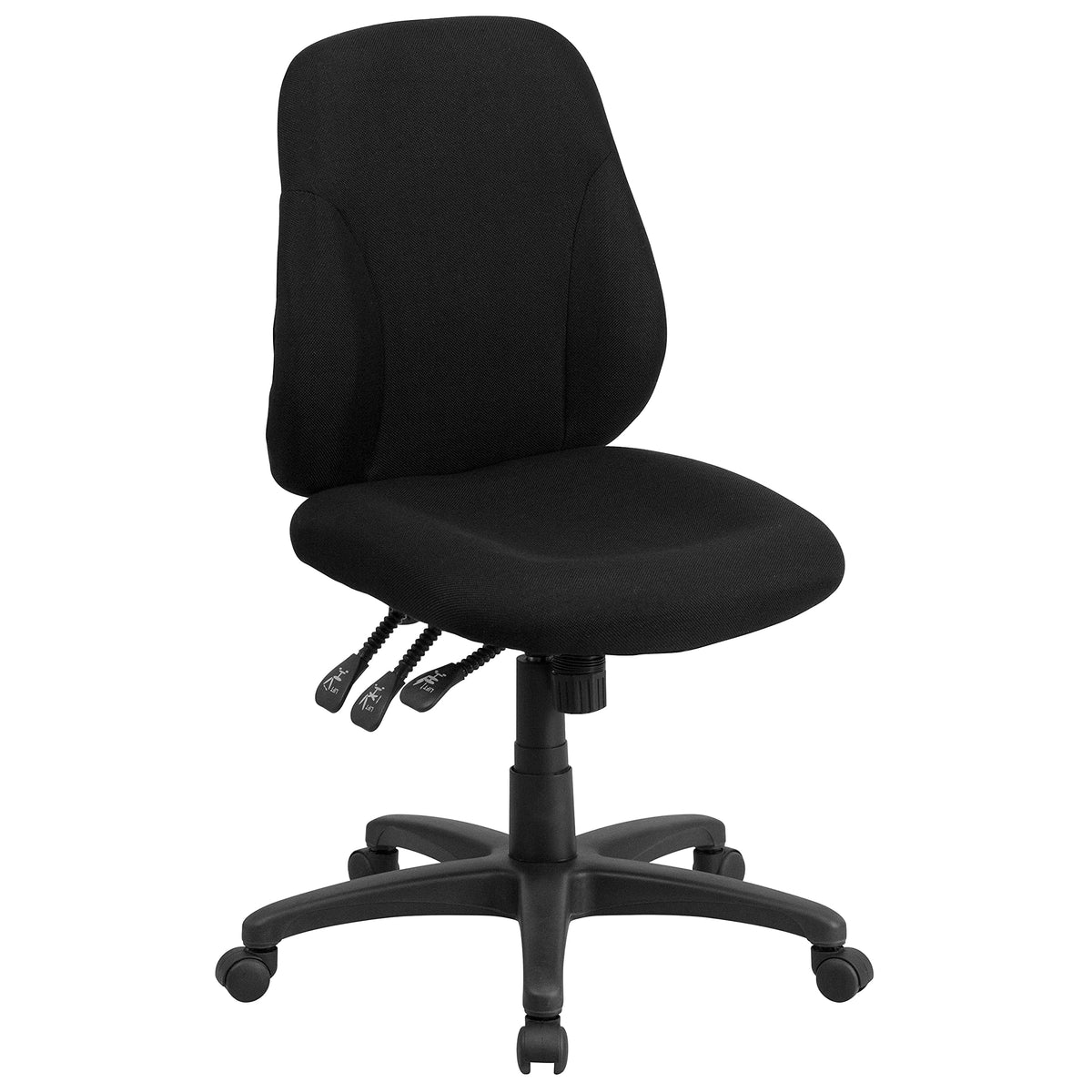 Flash Furniture Wade Mid-Back Black Fabric Multifunction Swivel Ergonomic Task Office Chair