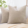 Decoruhome Couch Throw Pillow Covers 20X20 Set Of 2, Decorative Soft Chenille Solid Dyed Pillow Covers For Sofa Bed Living Room, Bleached Sand