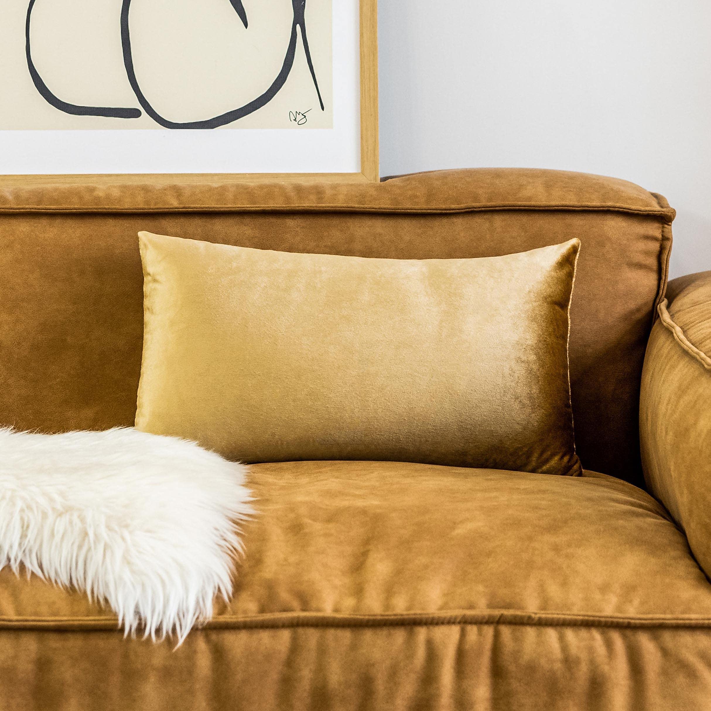 Home Brilliant Golden Pillow Covers 12x20 Luxury Velvet Oblong Pillow Cover Rectangular Throw Pillows for Sofa Living Room Weddi