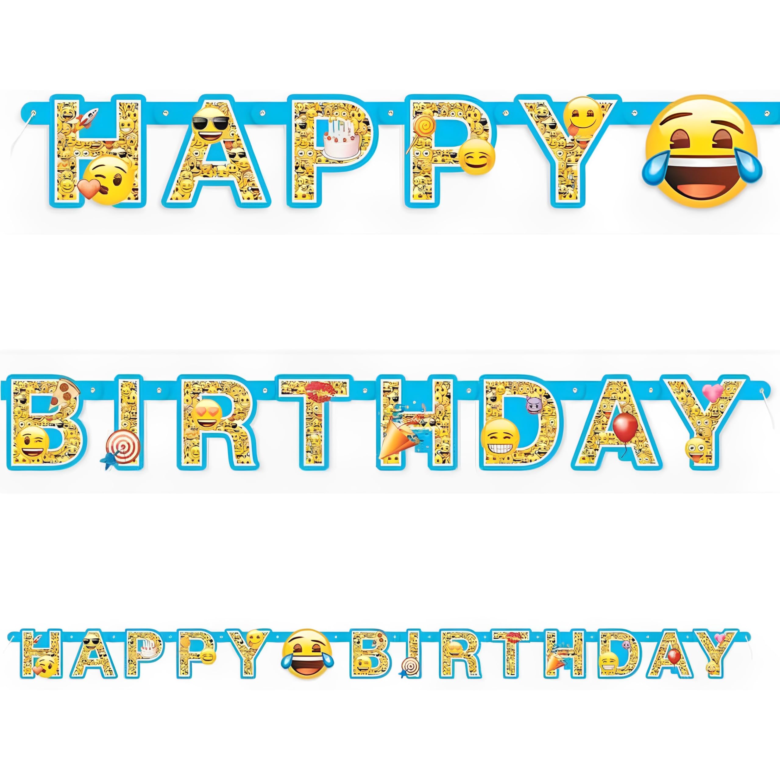 Birthday Jointed Banner - 6, Emoji, 1 Pc