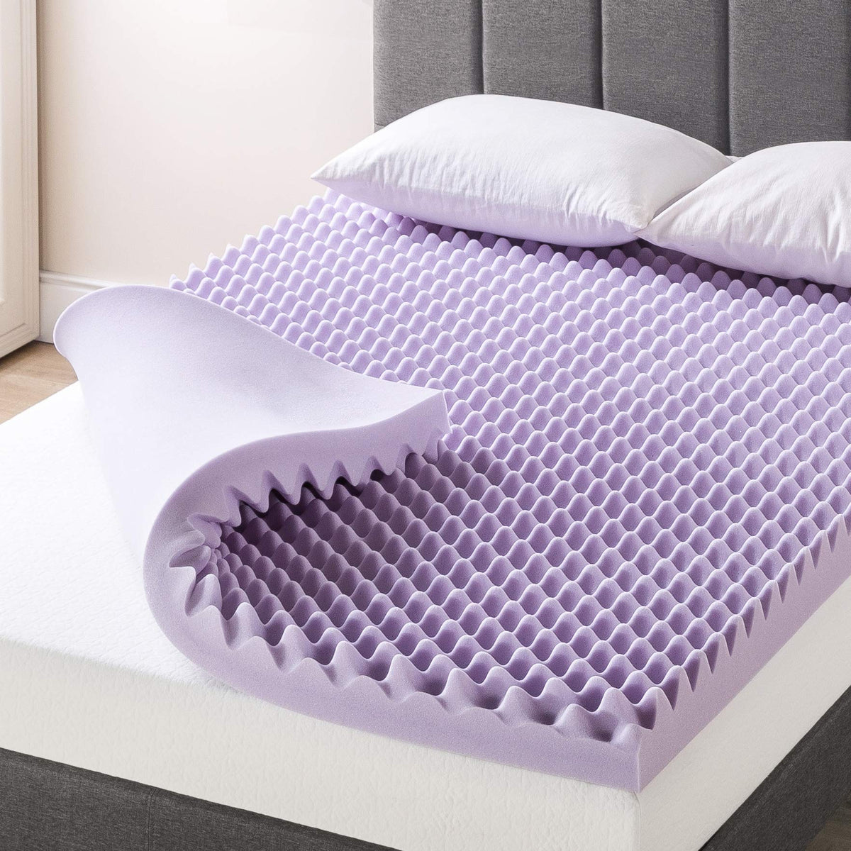 Best Price Mattress 4 Inch Egg Crate Memory Foam Mattress Topper With Soothing Lavender Infusion, Certipur-Us Certified, Twin