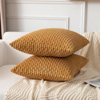 Kevin Textile Throw Pillow Covers Soft Corduroy Decorative Set Of 2 Boho Striped Pillow Covers Pillowcases Farmhouse Home Decor For Couch Bed Sofa Living Room 20X20 Inch Gold