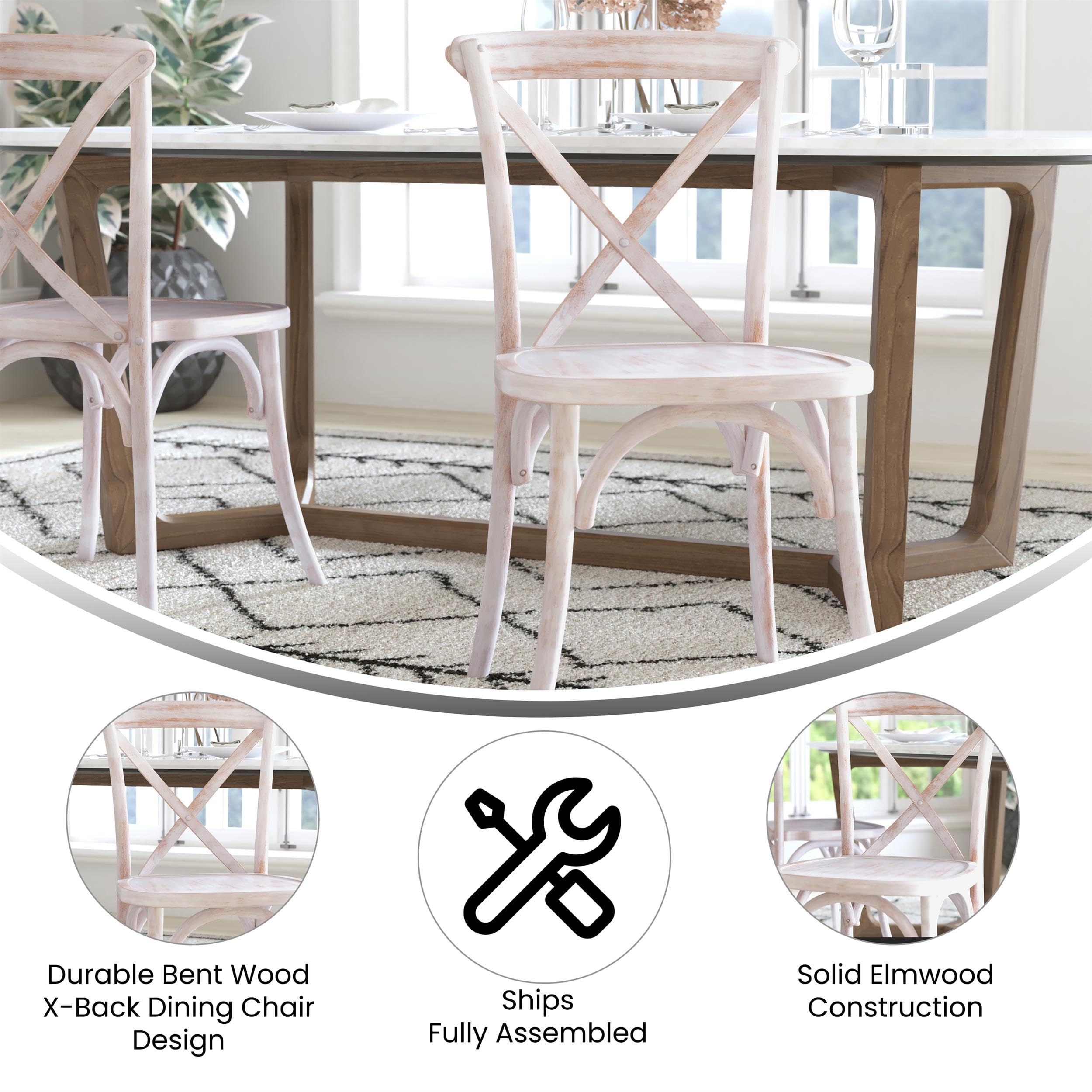 Flash Furniture Advantage Lime Wash X-Back Chair