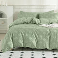 Jellymoni Light Green Duvet Cover Queen Size - 3 Pcs Microfiber Tufted Duvet Cover Set, Boho Textured Duvet Cover Jacquard Rhomb